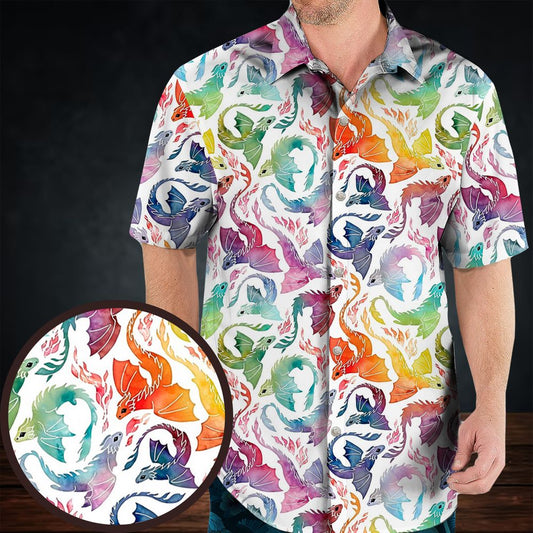 Dragon fire rainbow Hawaiian Shirt -  - 1
