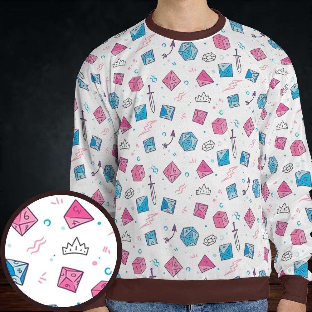 DnD Dice Pattern Cute All-over Print Sweatshirt -  - 1