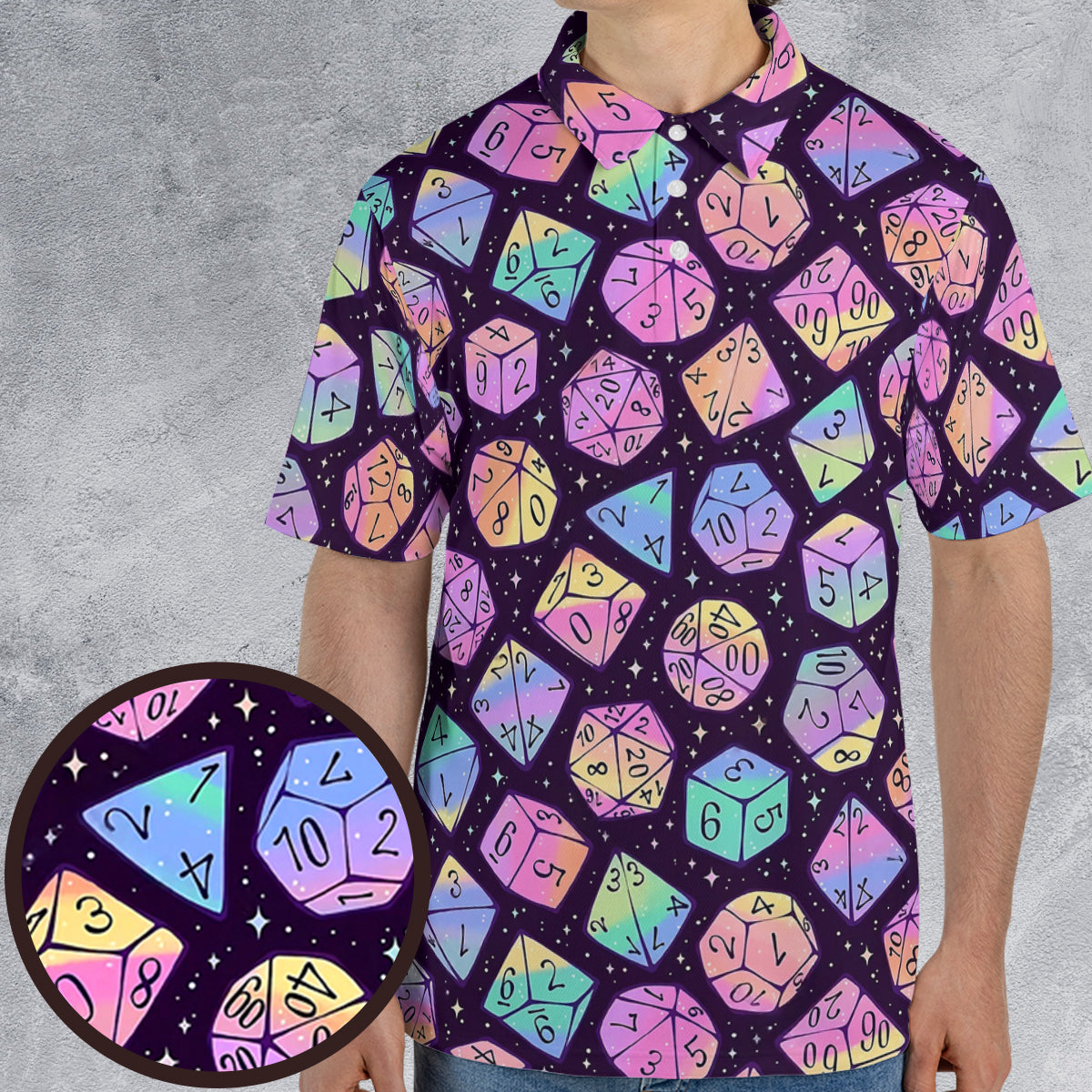 Magic Dice Dark Rainbow AOP Men/Women Polo Shirt
