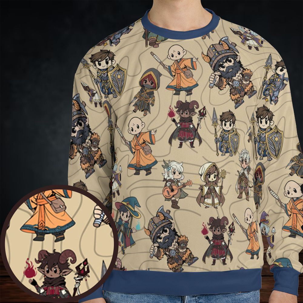 Chibi DnD Party – All Classes All-over Print Sweatshirt -  - 1