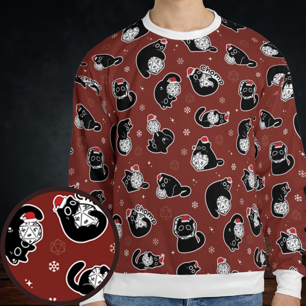 Christmas Black Cat Dice All-over Print Sweatshirt -  - 1