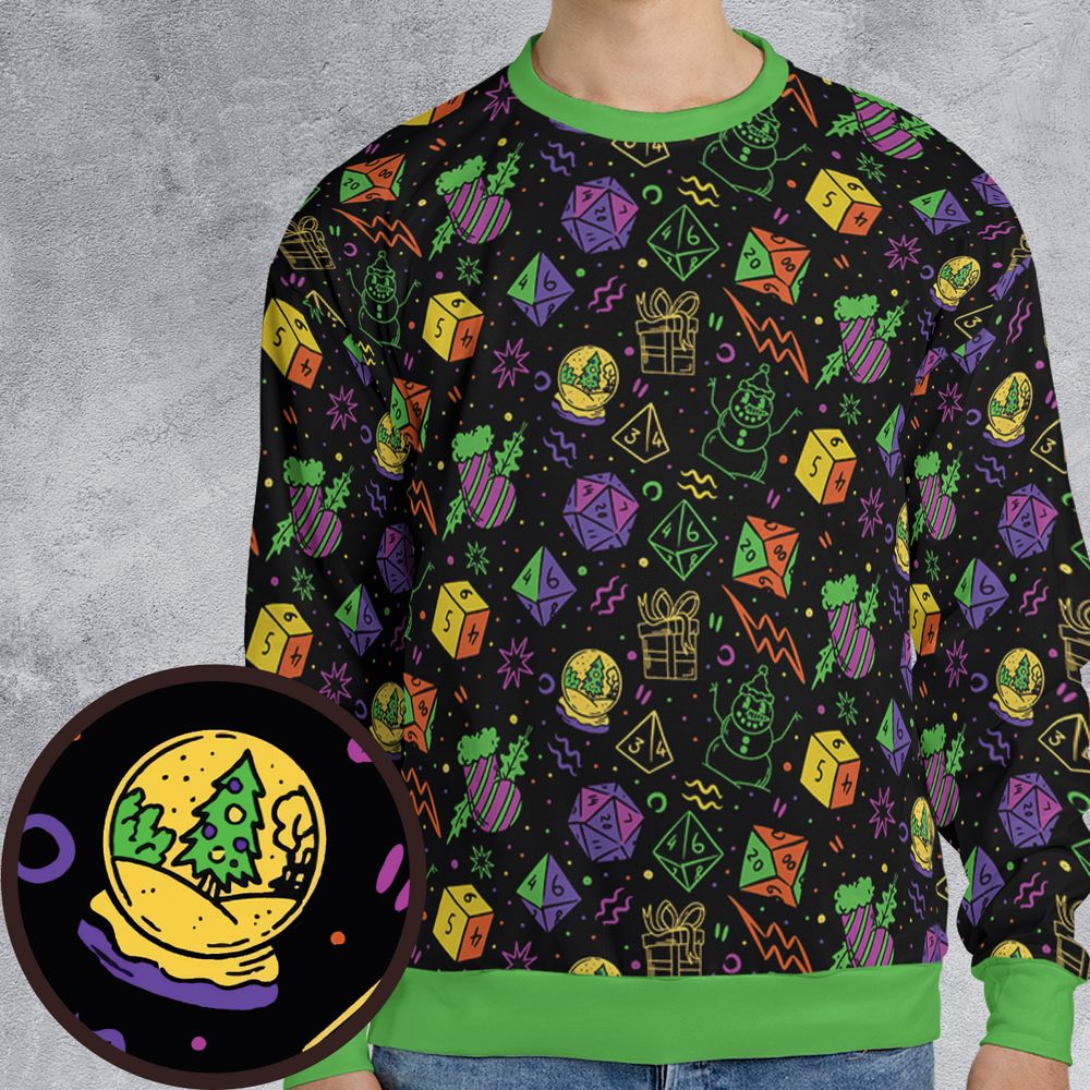 Christmas Role Playing Dice All-over Print Sweatshirt -  - 1