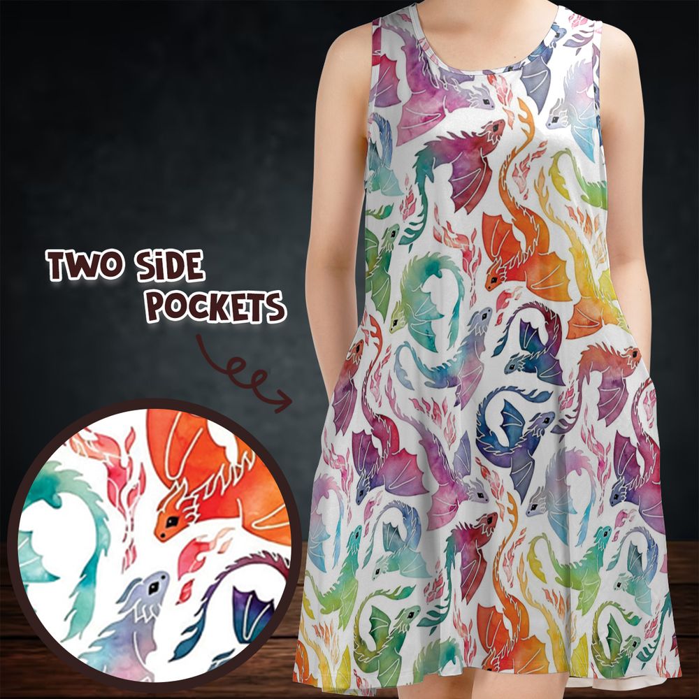 Dragon fire rainbow Sleeveless Dress -  - 1