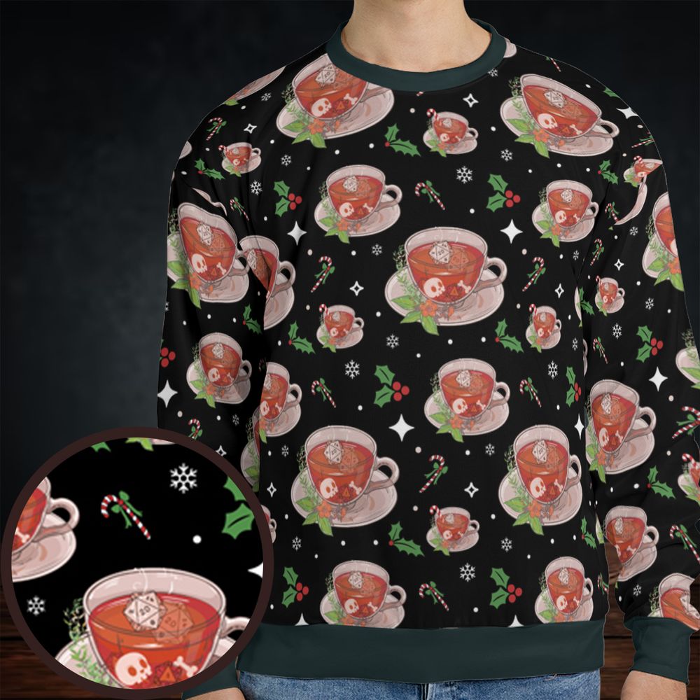 Cute DnD Christmas Tea All-over Print Sweatshirt -  - 1