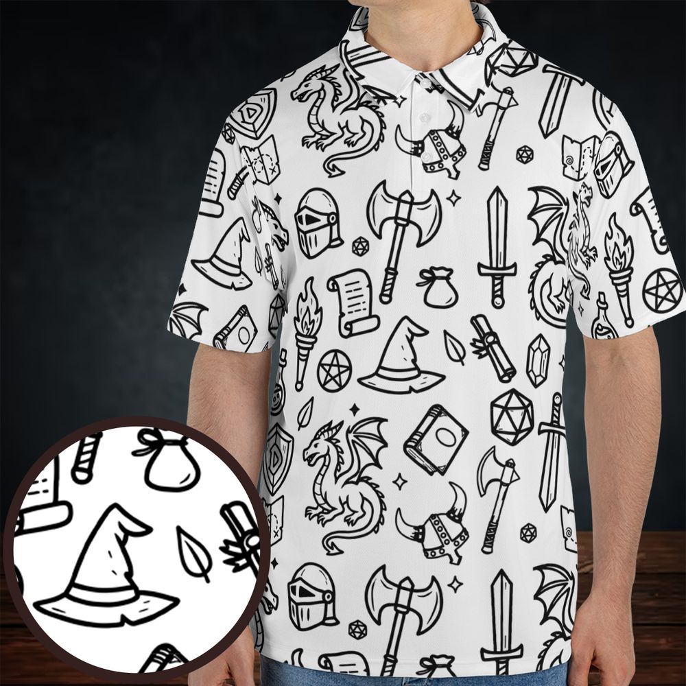 Fantasy Dragon Seamless Pattern AOP Men/Women Polo Shirt -  - 1