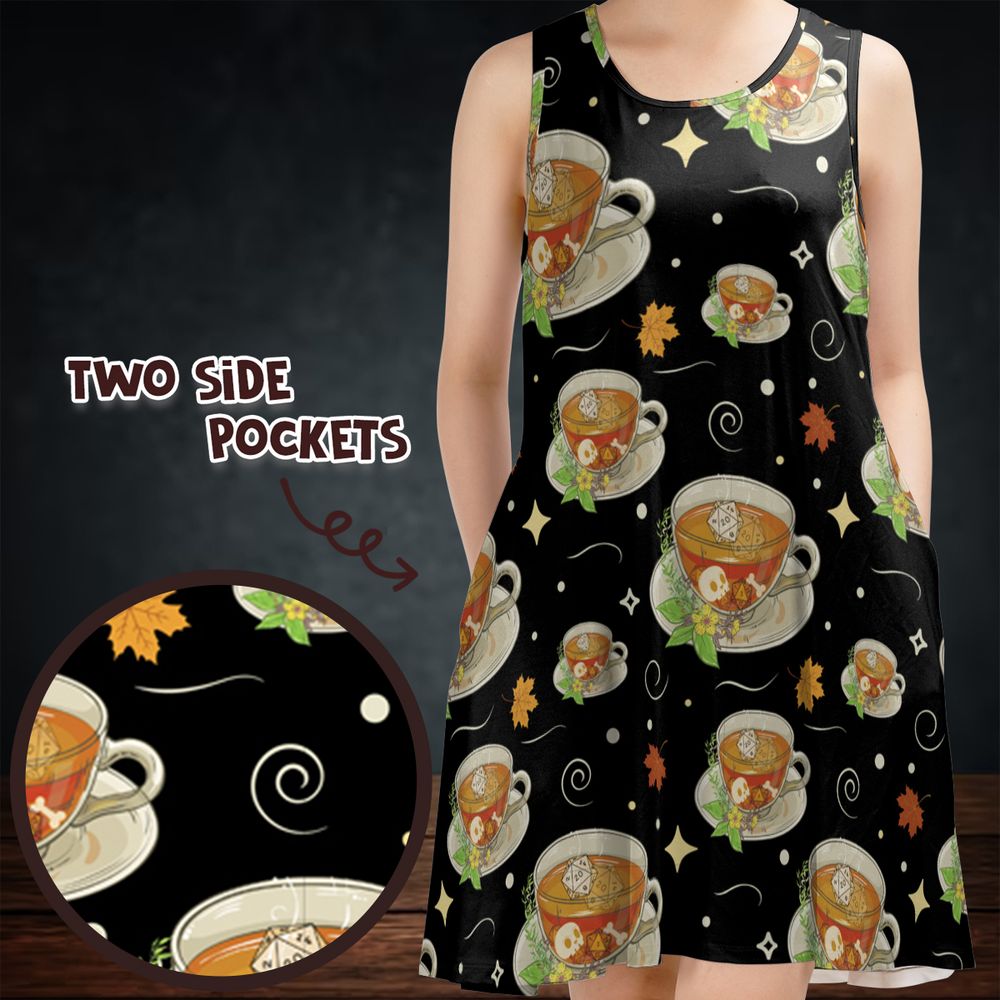 Cute Dnd Fall Tea Sleeveless Dress -  - 1