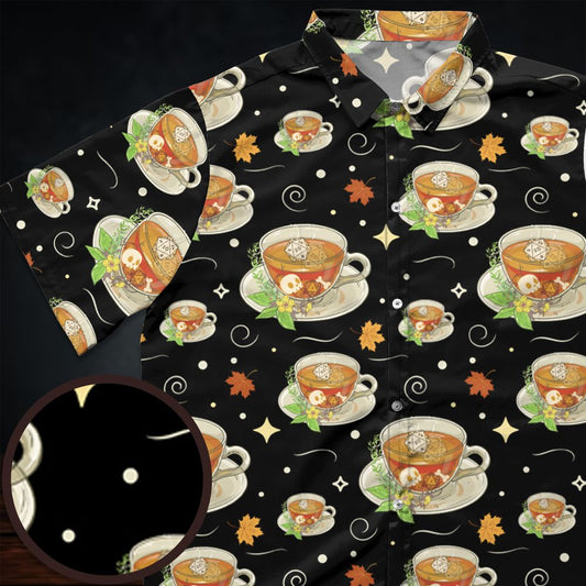 Cute Dnd Fall Tea Button Down Shirt -  - 1