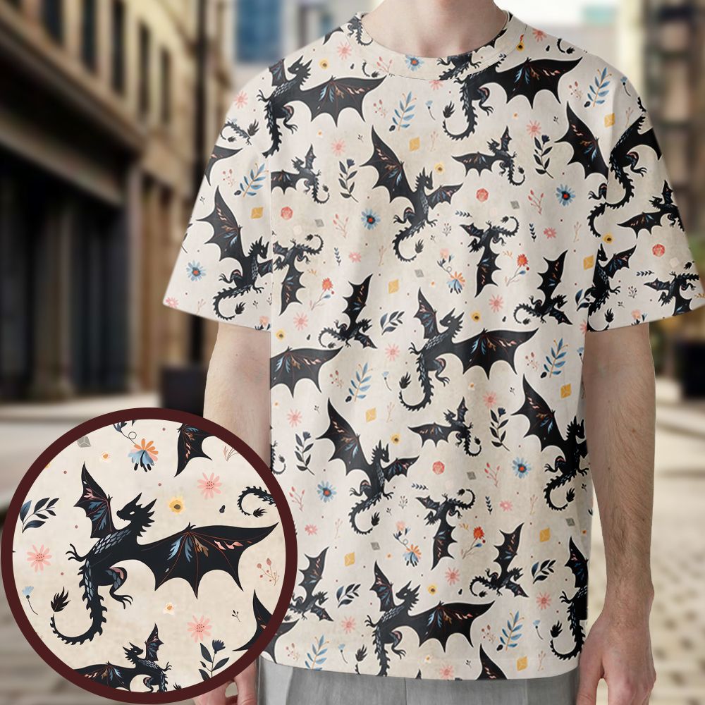 Floral DnD Dragon Pattern -  - 1