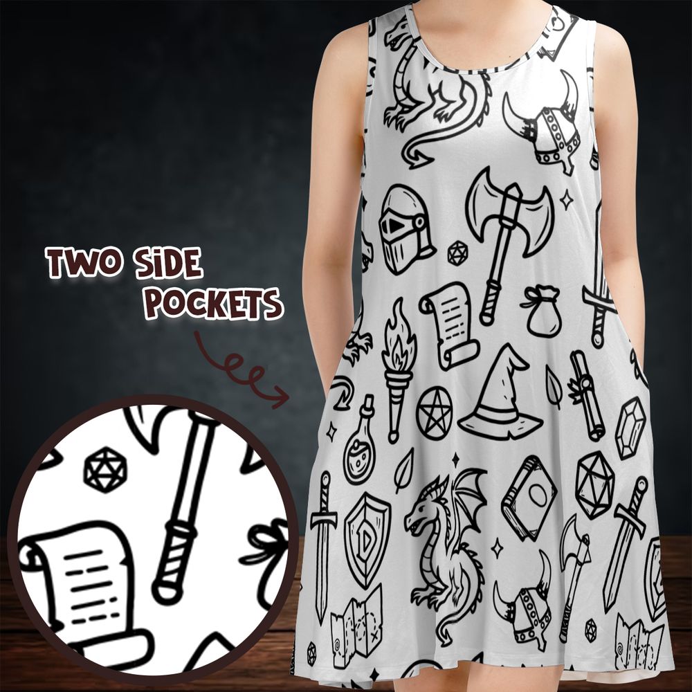 Fantasy Dragon Seamless Pattern Sleeveless Dress -  - 1