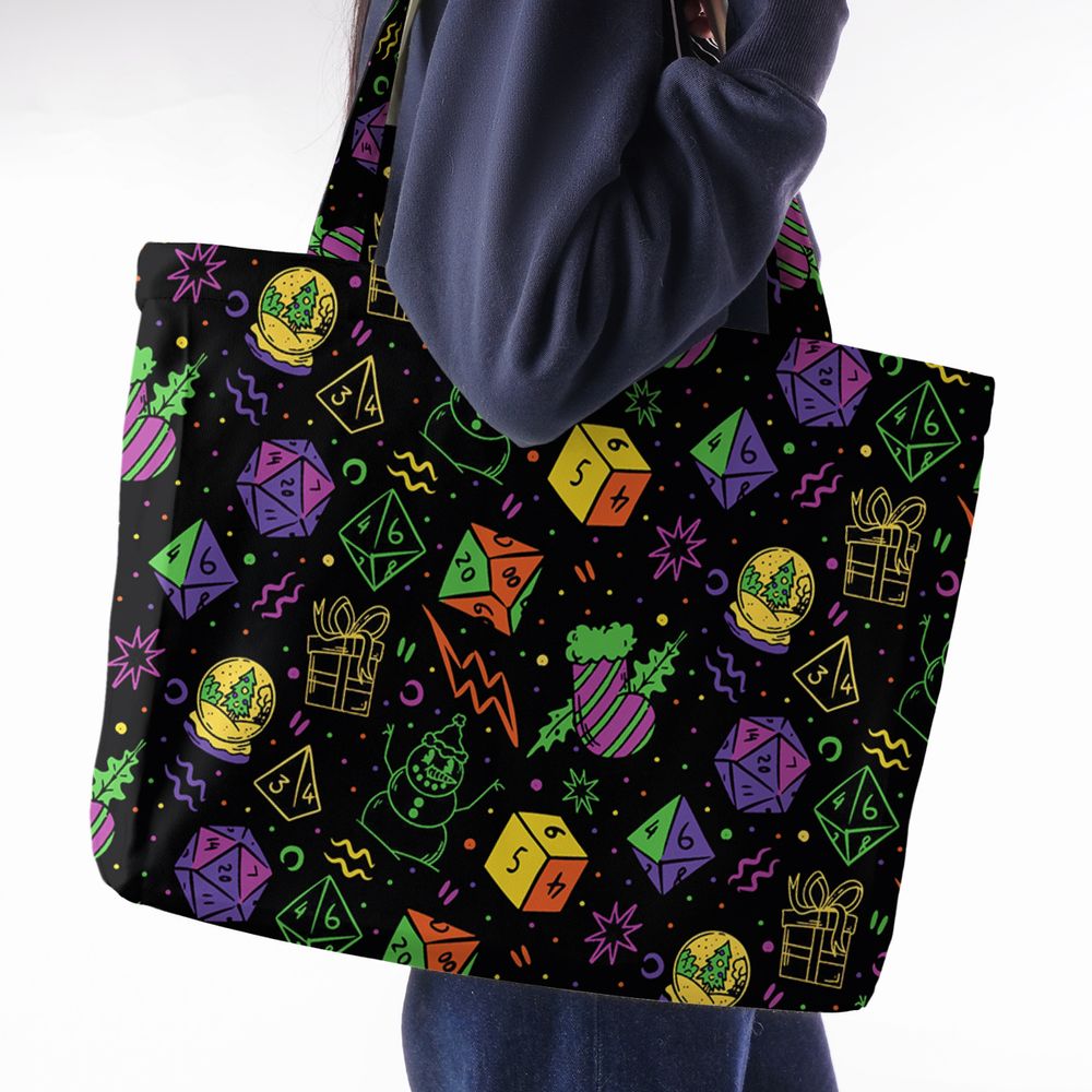 Christmas Role Playing Dice Large Tote Bag -  - 1