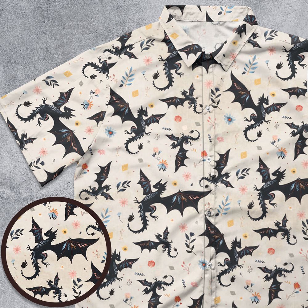Floral DnD Dragon Pattern -  - 1