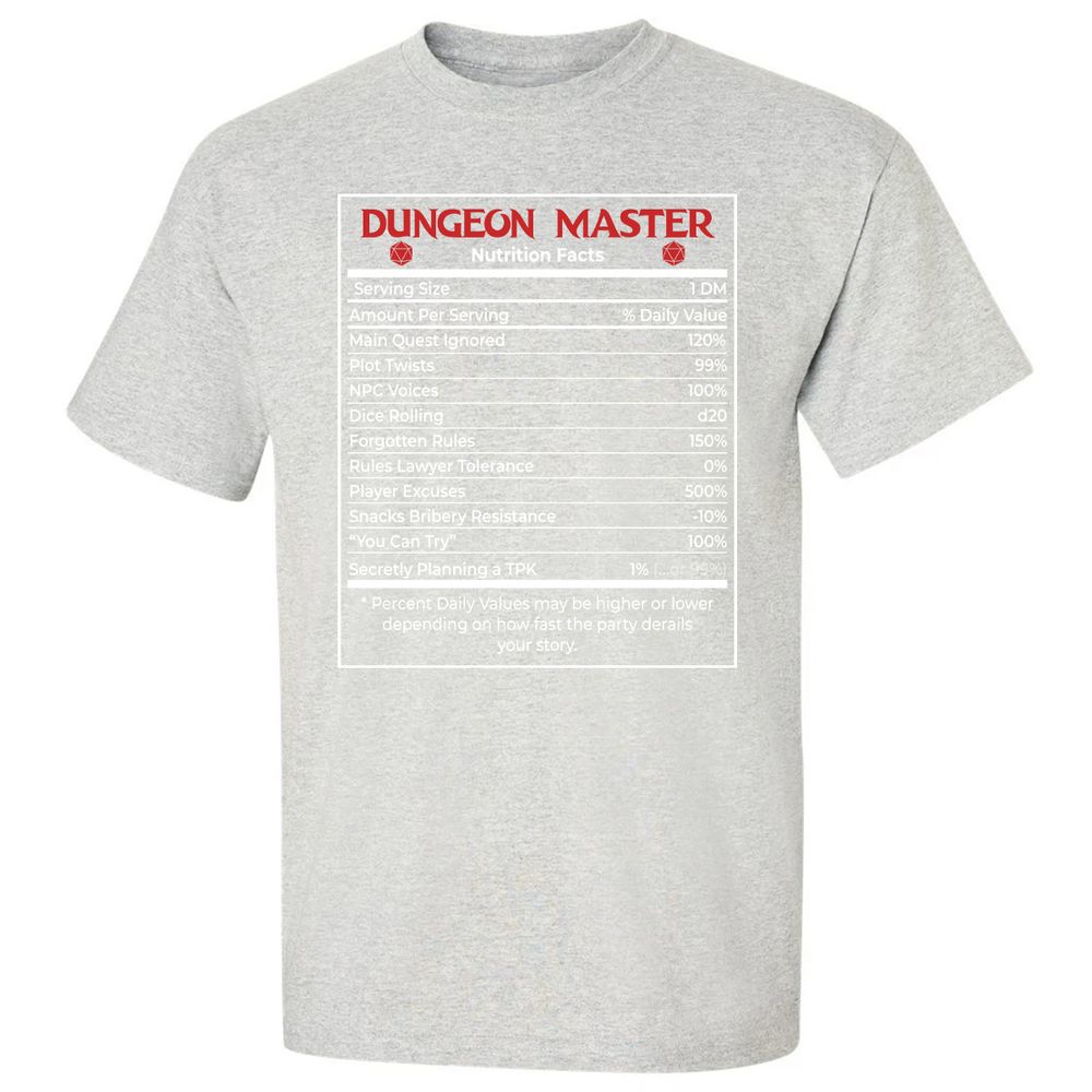Dungeon Master Nutrition Facts Classic Unisex T-Shirt - Ash - 2