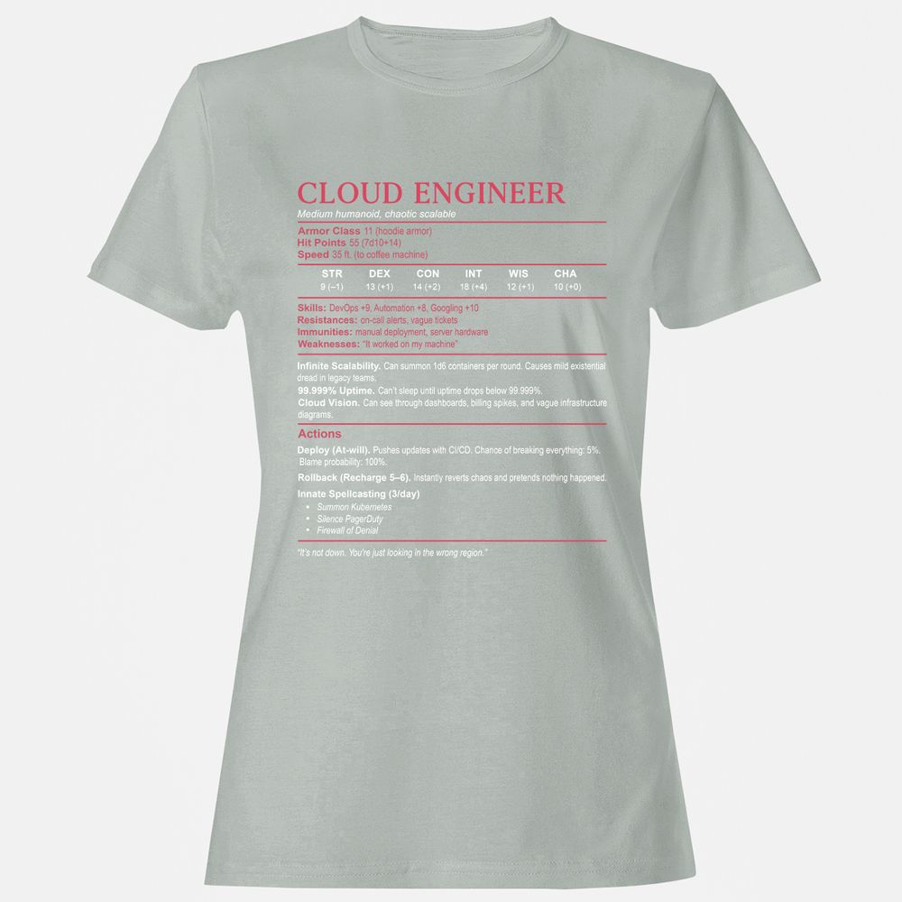 Cloud Engineer Stats Women's T-Shirt - Ash - 2