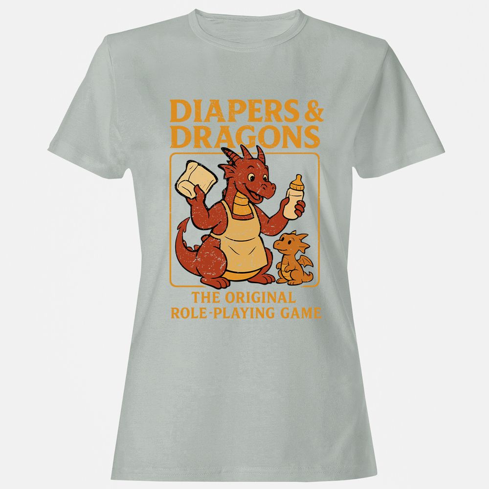 Diapers & Dragons Women's T-Shirt - Ash - 2