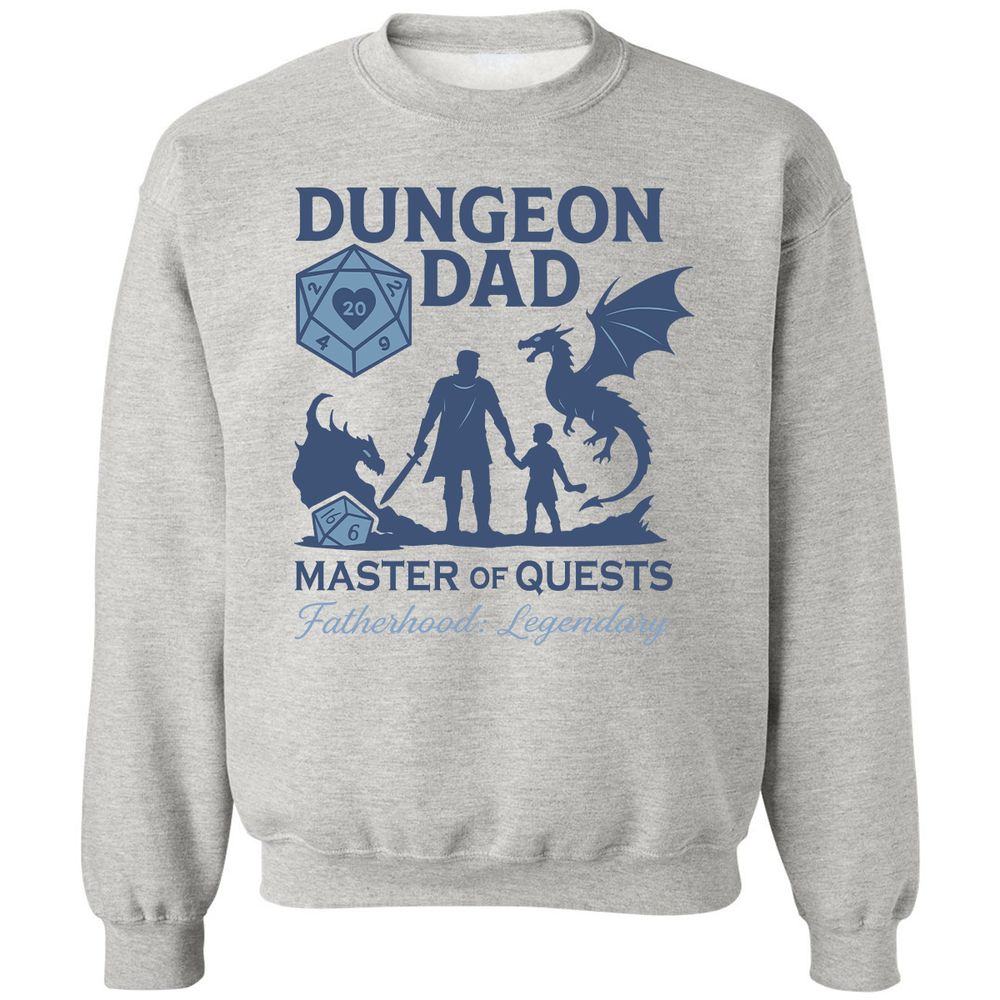 Dungeon Dad Master Of Quests Classic Unisex Sweatshirt - Ash - 2