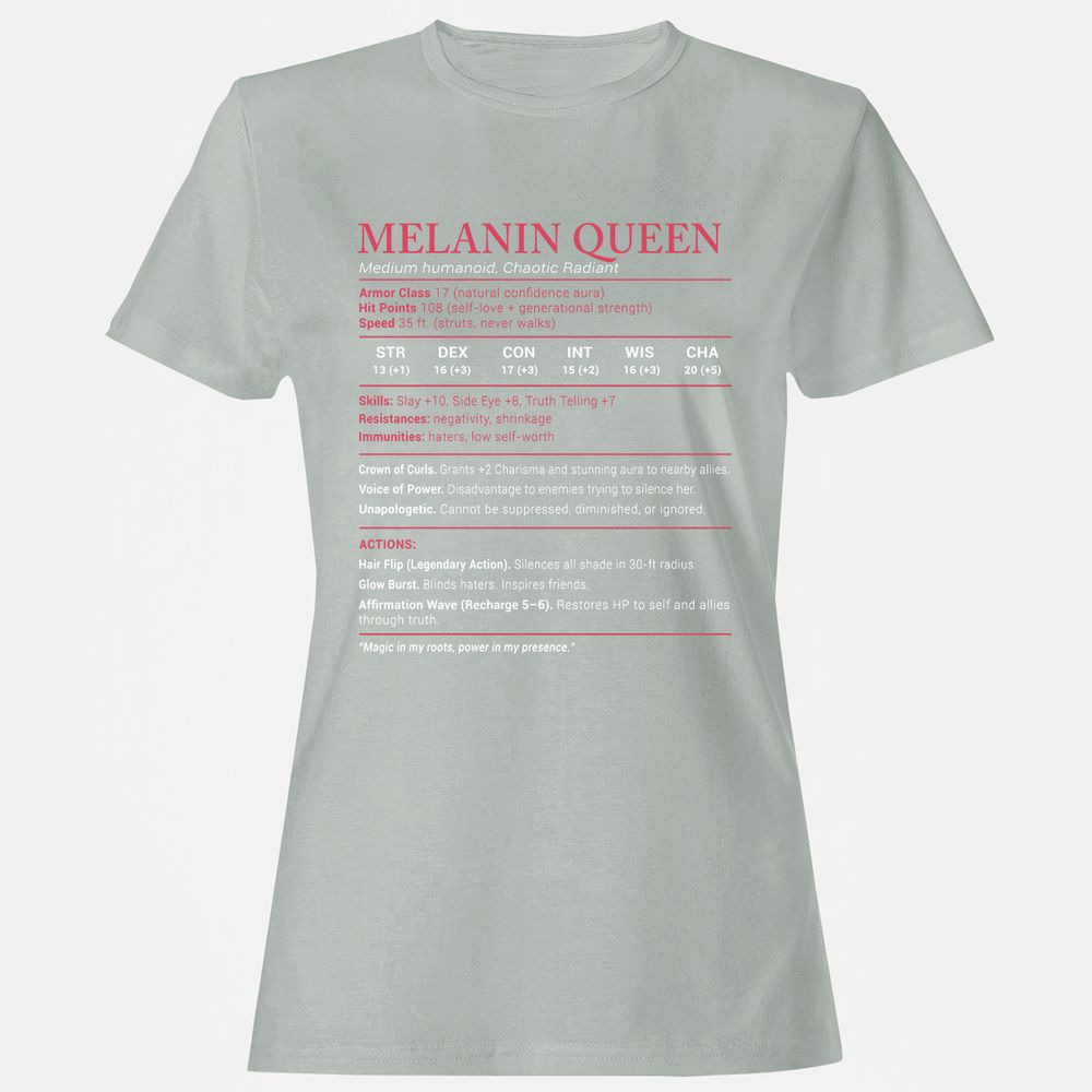 Melanin Queen Stats Women's T-Shirt - Ash - 2