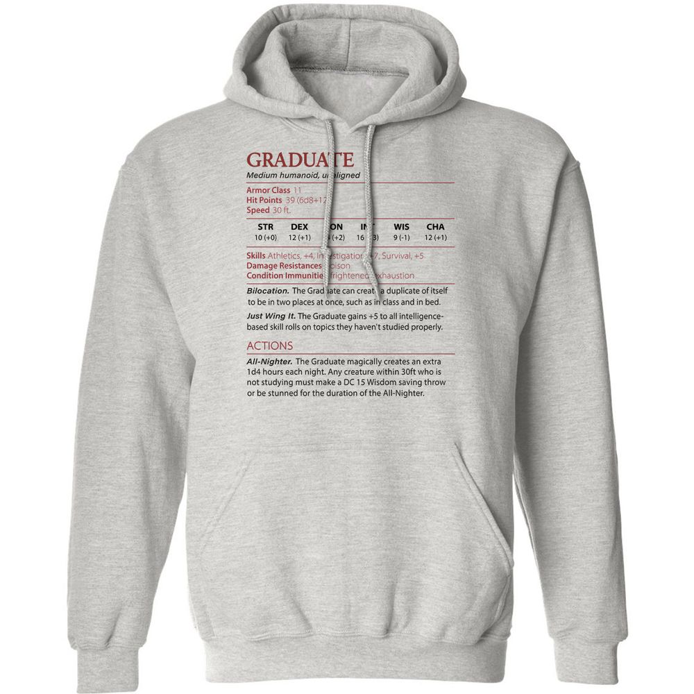 Graduate Stats Classic Unisex Hoodie - Ash - 2