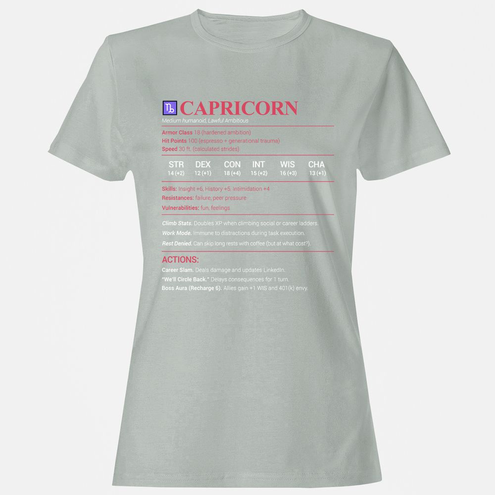 Capricorn Stats Women's T-Shirt - Ash - 2