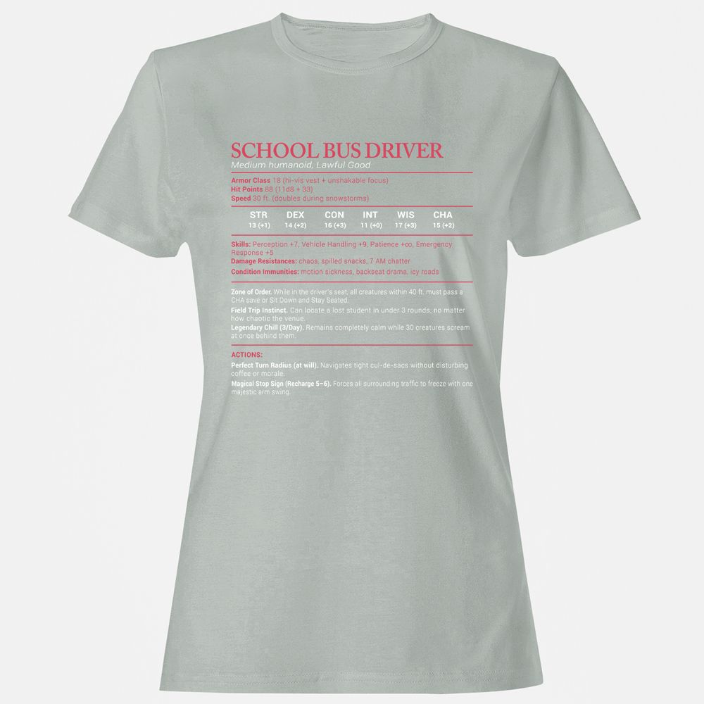 School Bus Driver Stats Women's T-Shirt - Ash - 2