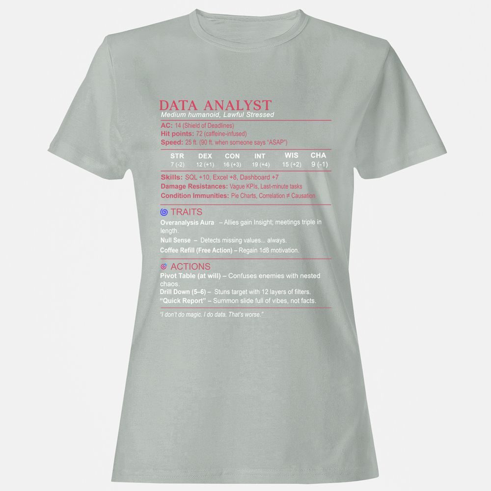 Data Analyst Stats Women's T-Shirt - Ash - 2