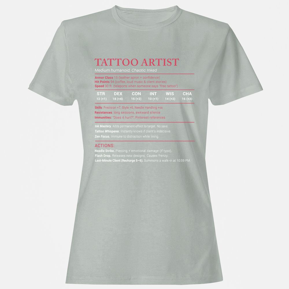 Tattoo Artist Stats Women's T-Shirt - Ash - 2