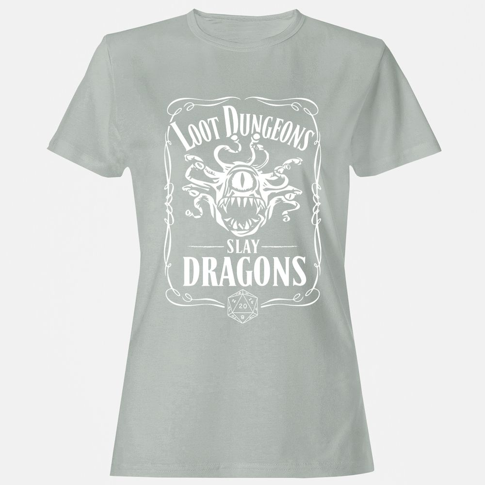 Loot Dungeon Slay Dragons Women's T-Shirt - Ash - 2