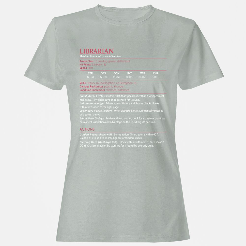 Librarian Stats Women's T-Shirt - Ash - 2