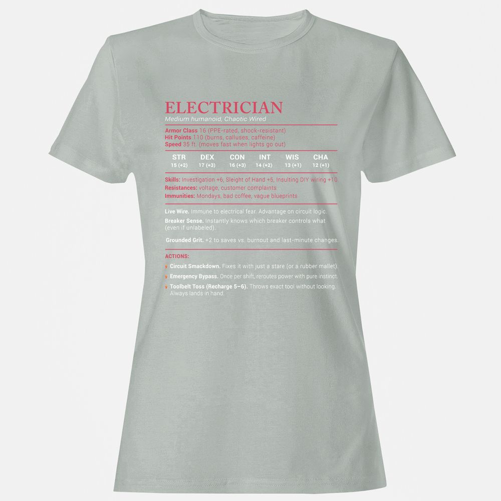 Electrician Stats Women's T-Shirt - Ash - 2