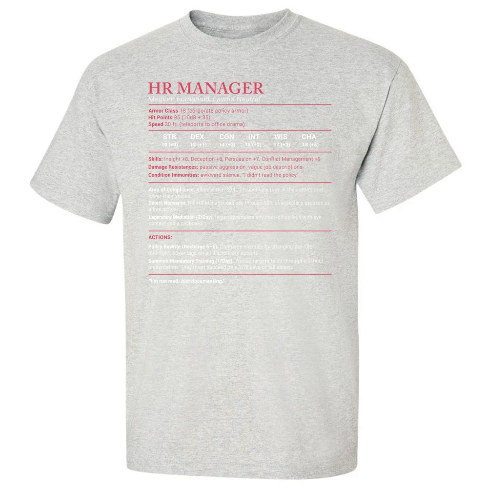 HR Manager Stats Classic Unisex T-Shirt - Ash - 2
