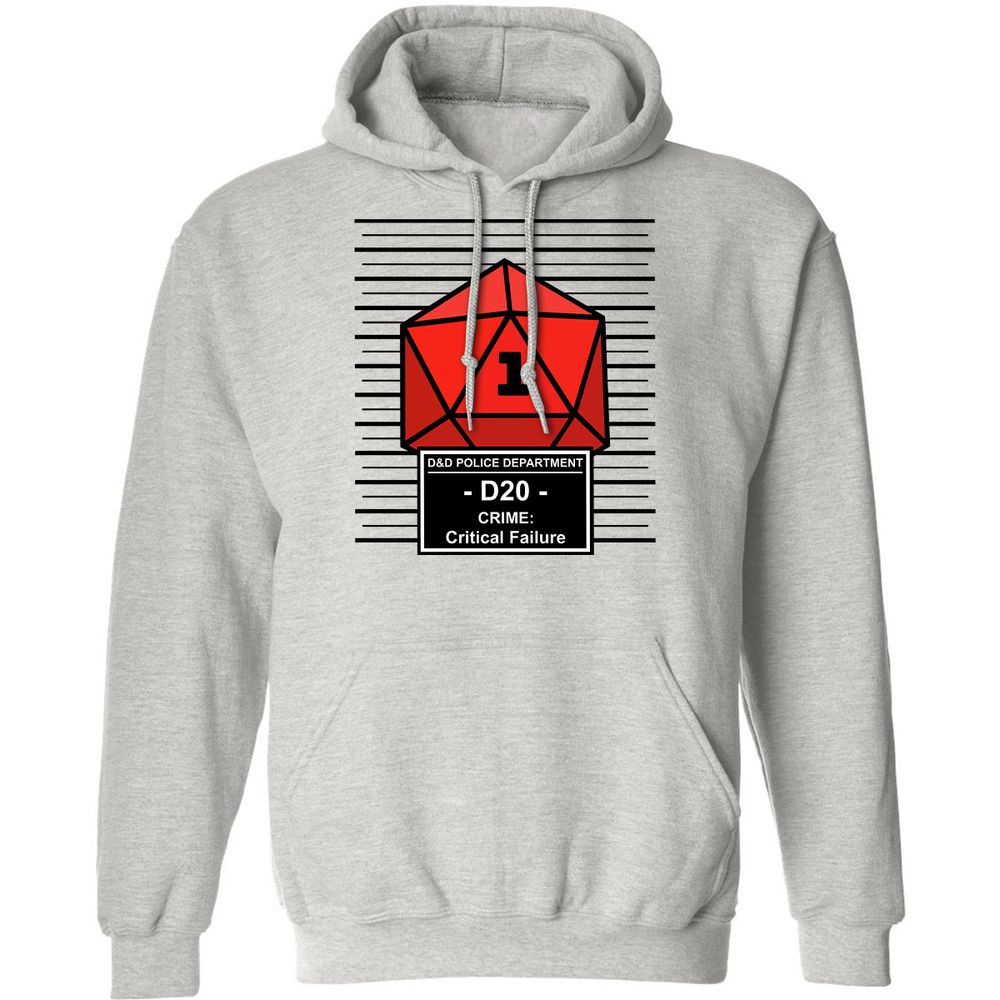 D20 Arrested For Critical Failure Classic Unisex Hoodie - Ash - 2
