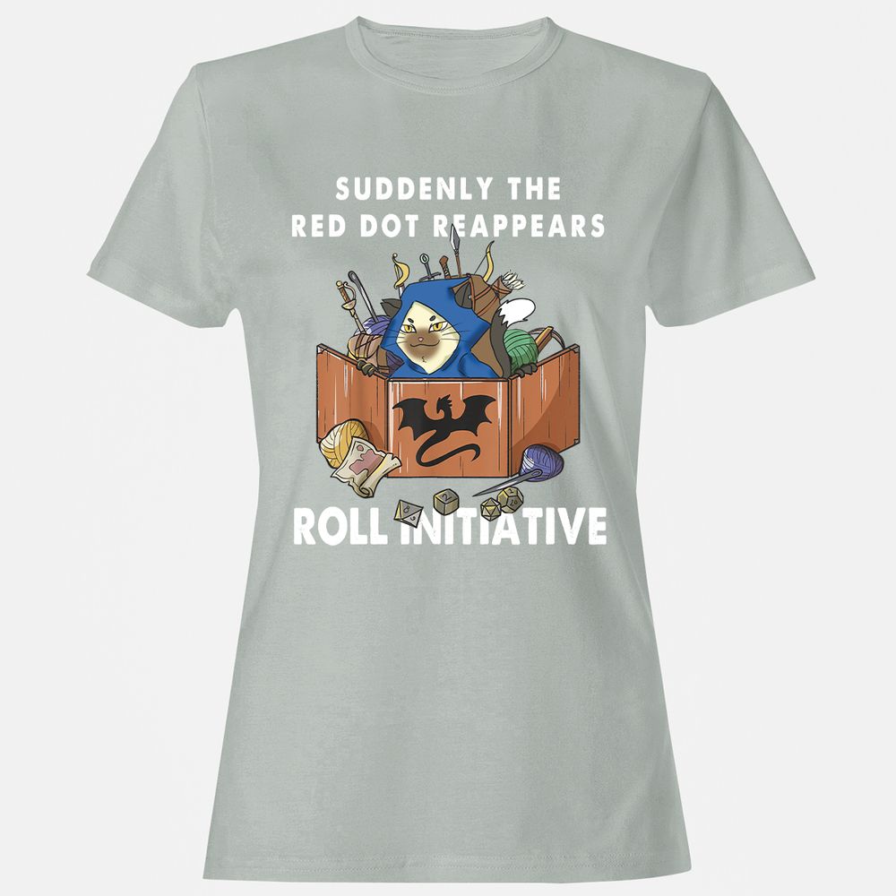 Suddenly The Red Dot Reappears Roll Initiative Women's T-Shirt - Ash - 2