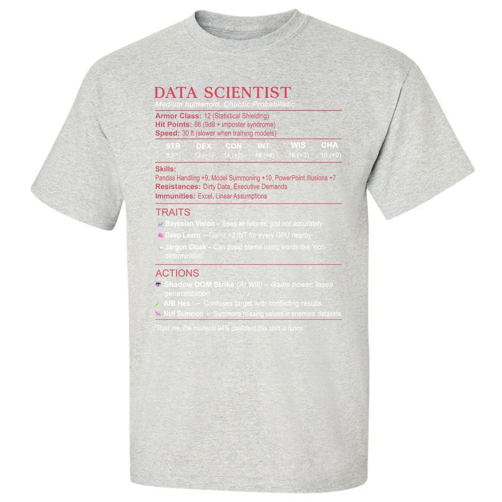 Data Scientist Stats Classic Unisex T-Shirt - Ash - 2