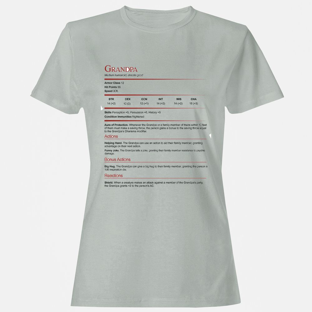 Grandpa Stat Block Women's T-Shirt - Ash - 2