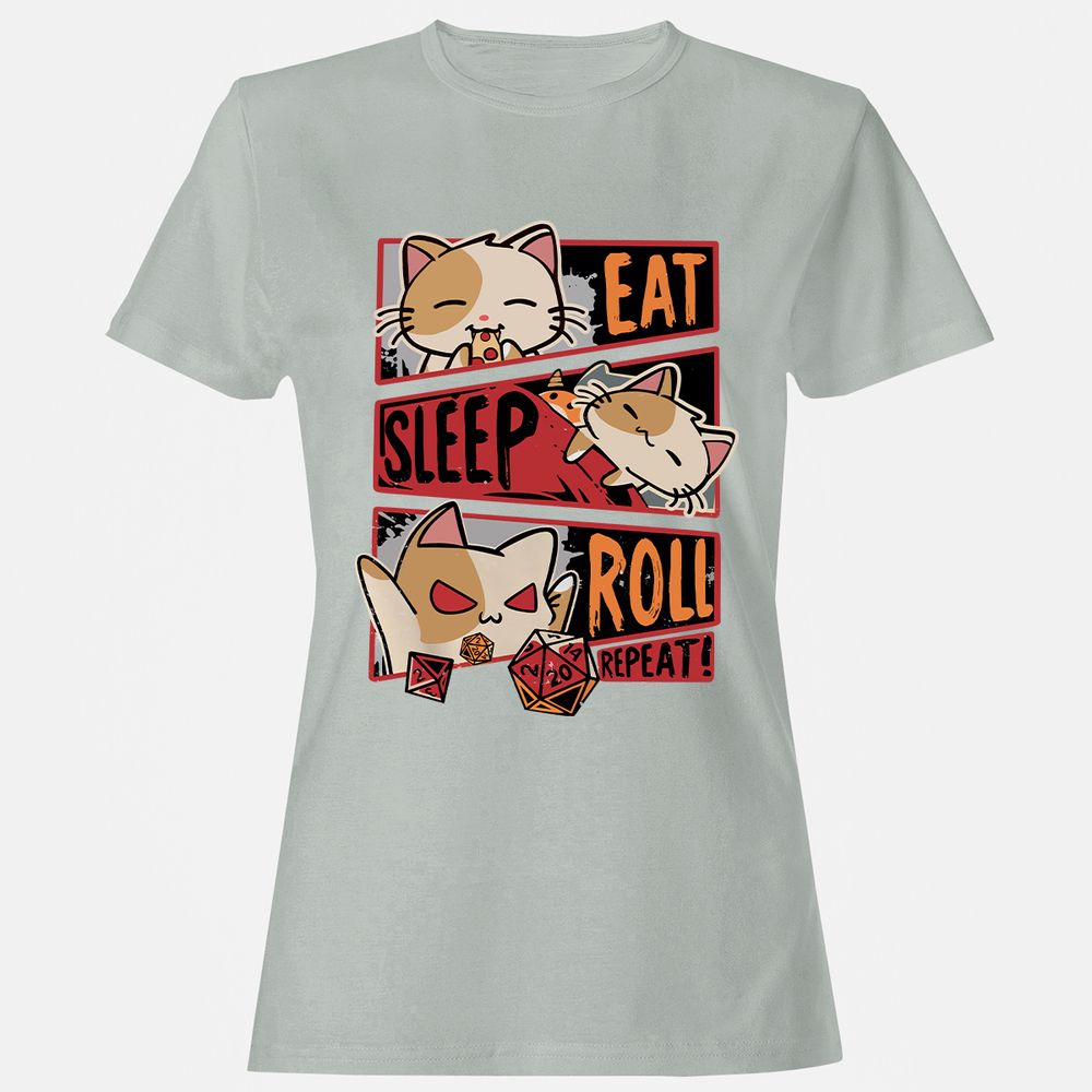 Eat Sleep Roll Repeat Women's T-Shirt - Ash - 2