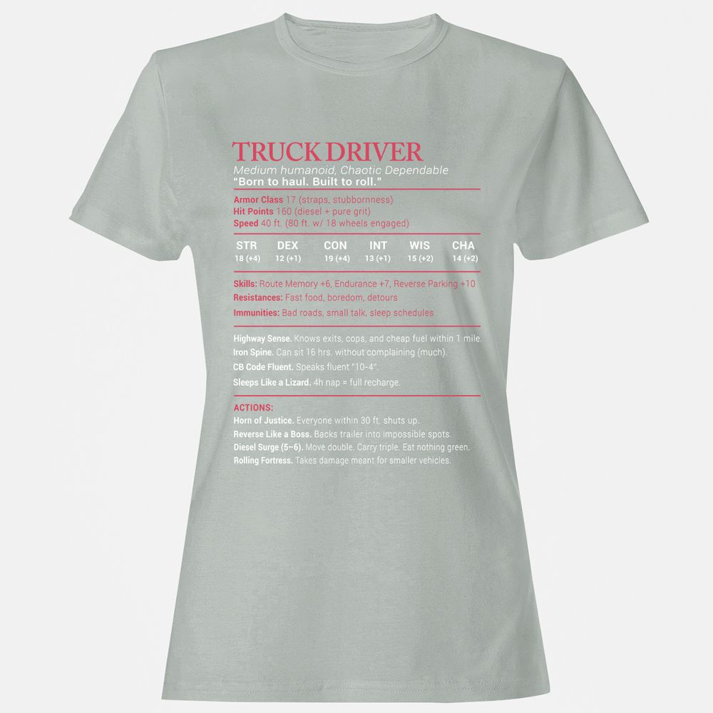 Truck Driver Stats Women's T-Shirt - Ash - 2