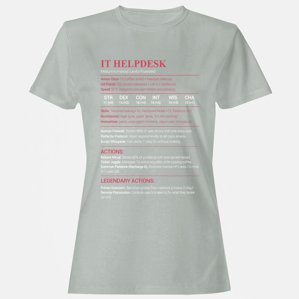 IT Helpdesk Women's T-Shirt - Ash - 2