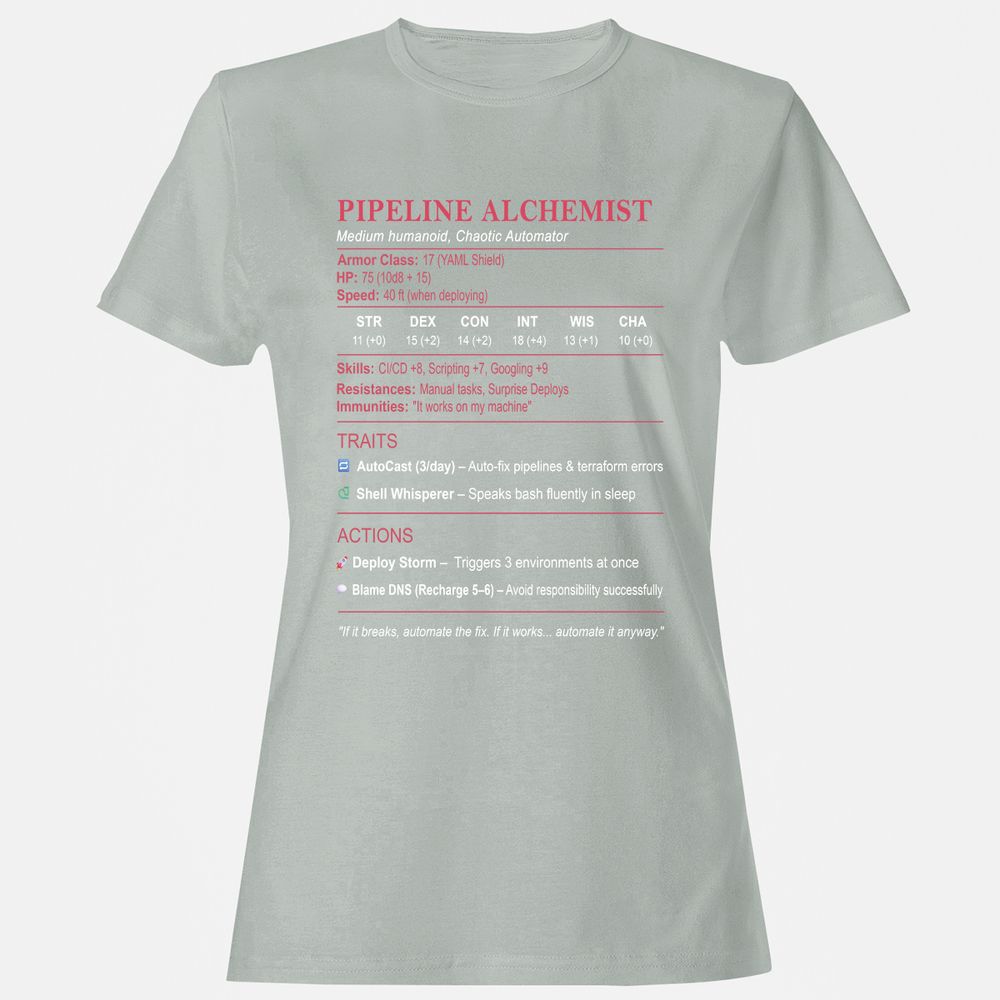 DEVOPS Stats (Pipeline Alchemist) Women's T-Shirt - Ash - 2