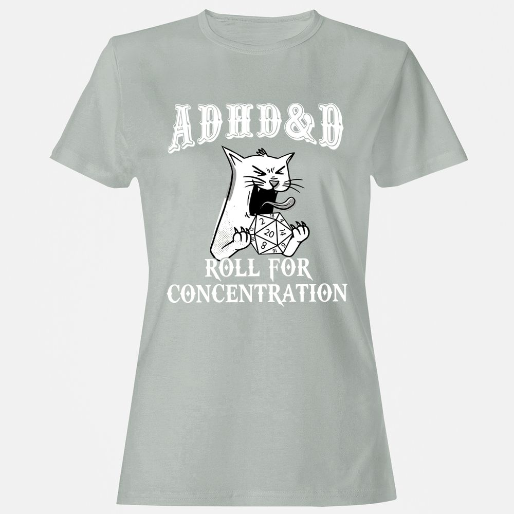 Cat ADHD&D Roll For Concentration Women's T-Shirt - Ash - 2