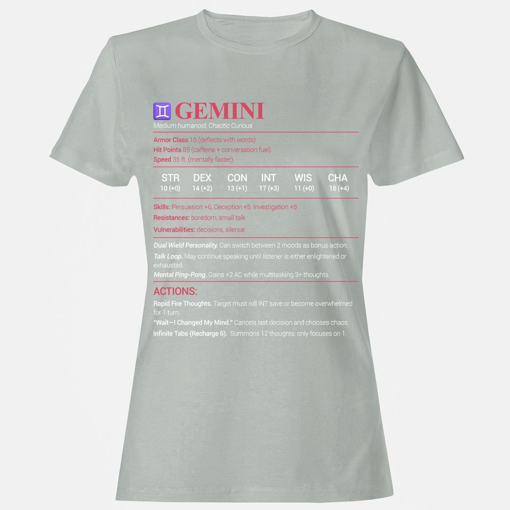 Gemini Stats Women's T-Shirt - Ash - 2
