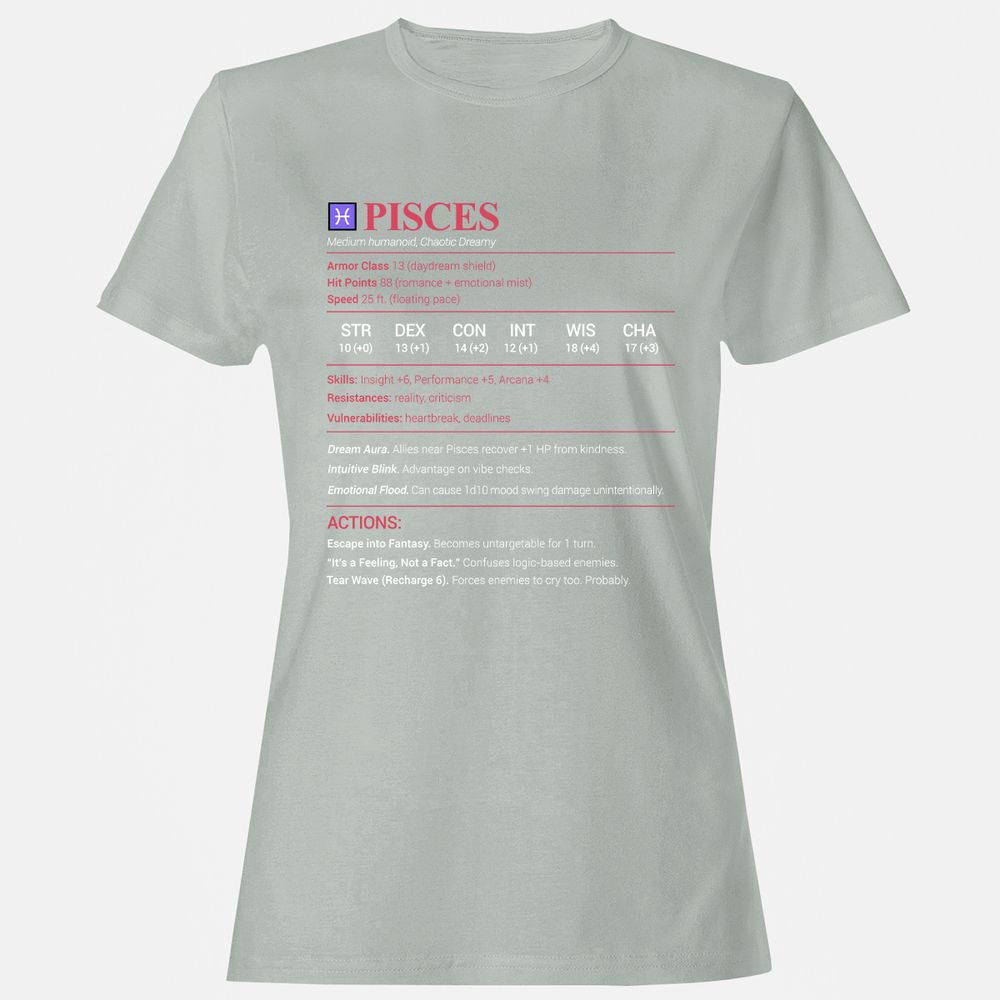 Pisces Stats Women's T-Shirt - Ash - 2
