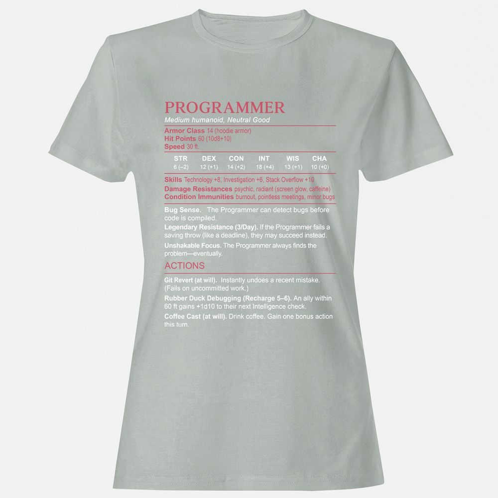 Programmer Stats Women's T-Shirt - Ash - 2