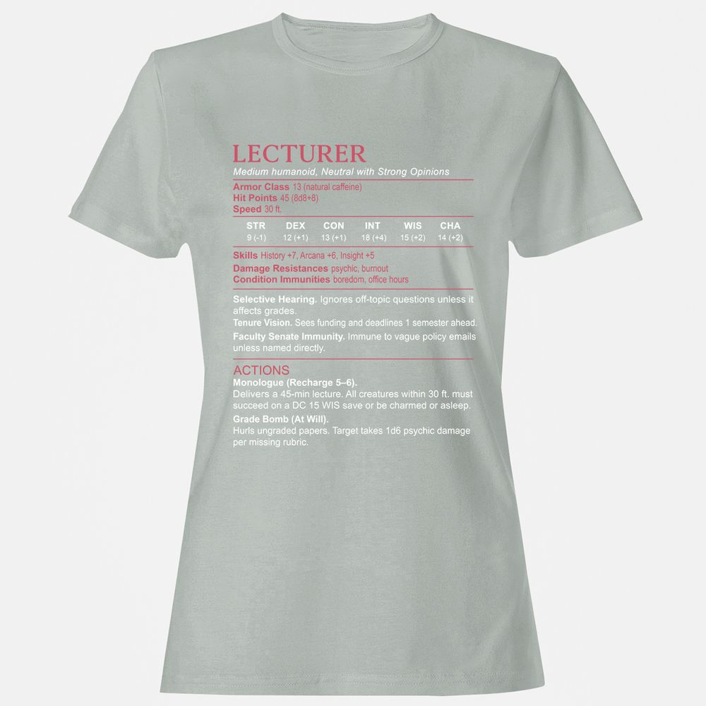 Lecturer Stats Women's T-Shirt - Ash - 2