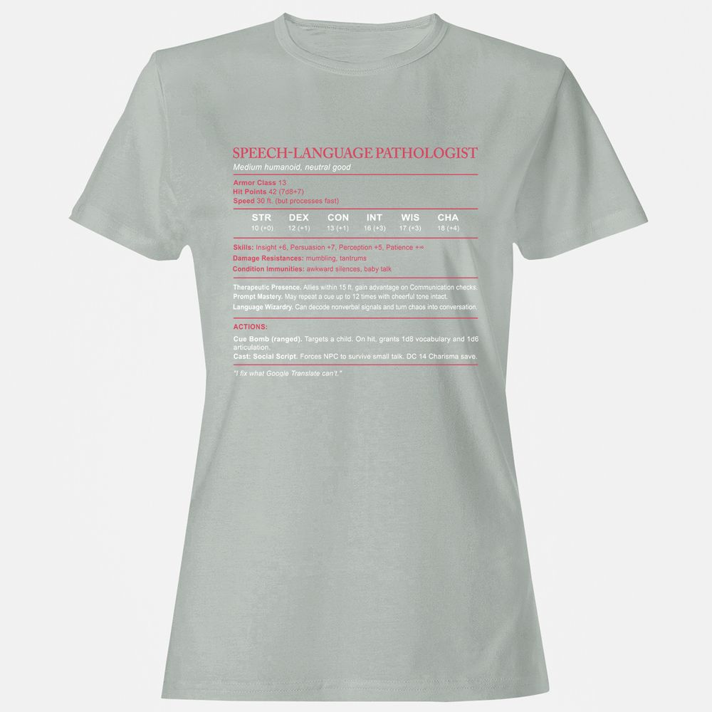 Speech Language Pathologist Stats Women's T-Shirt - Ash - 2