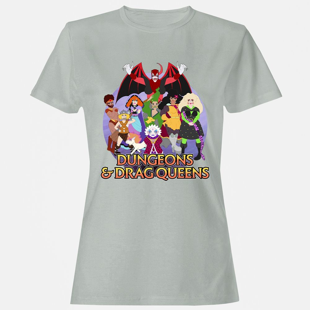 Dungeons n Drag Queens Cartoon Women's T-Shirt - Ash - 2