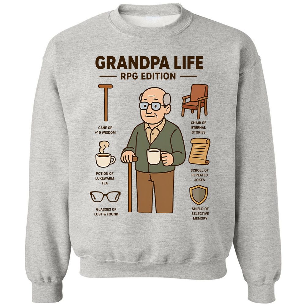 Grandpa Life RPG Edition Classic Unisex Sweatshirt - Ash - 2