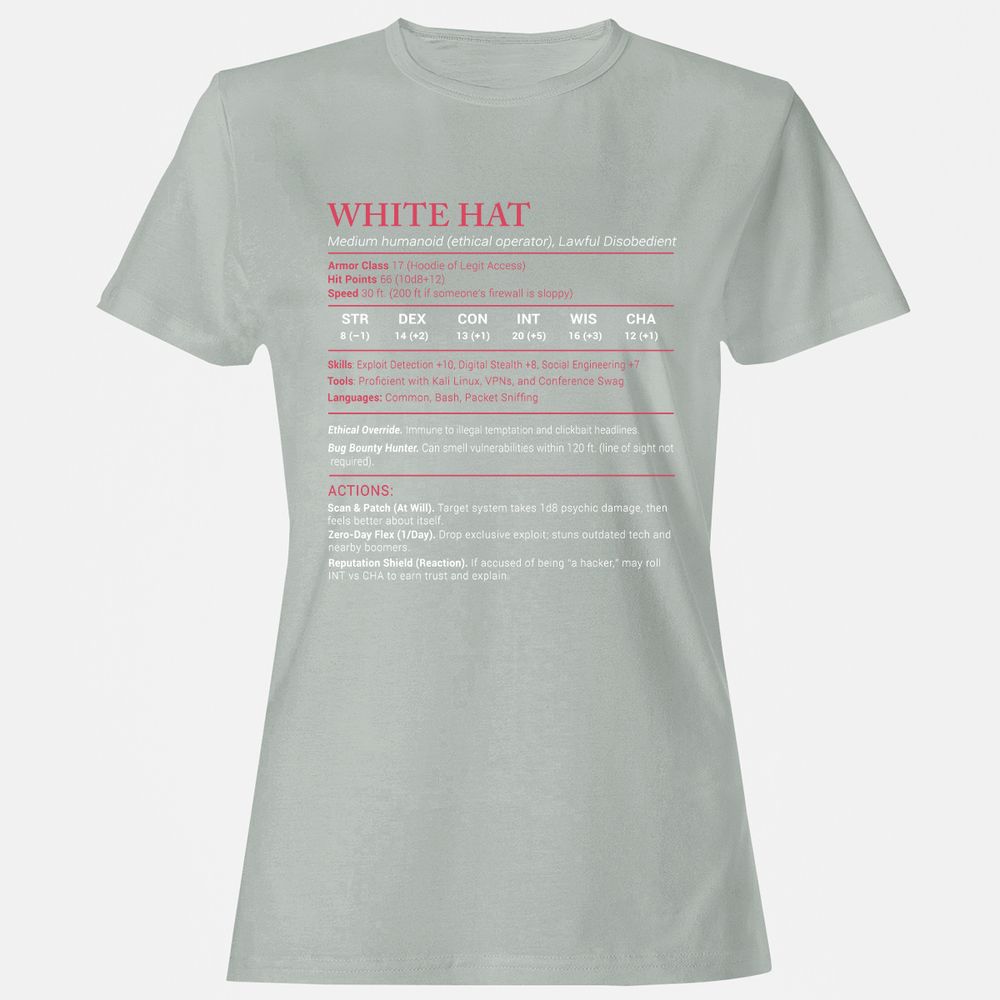 White Hat Stats Women's T-Shirt - Ash - 2