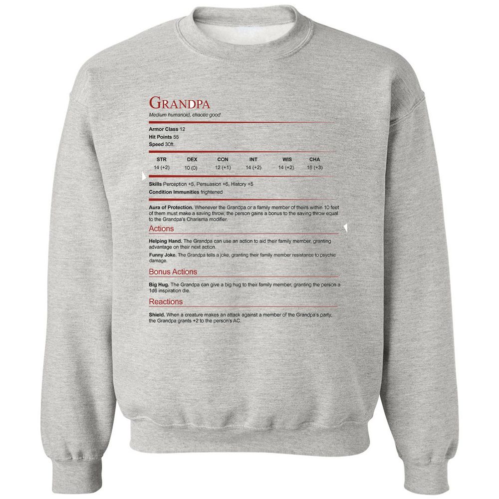 Grandpa Stat Block Classic Unisex Sweatshirt - Ash - 2