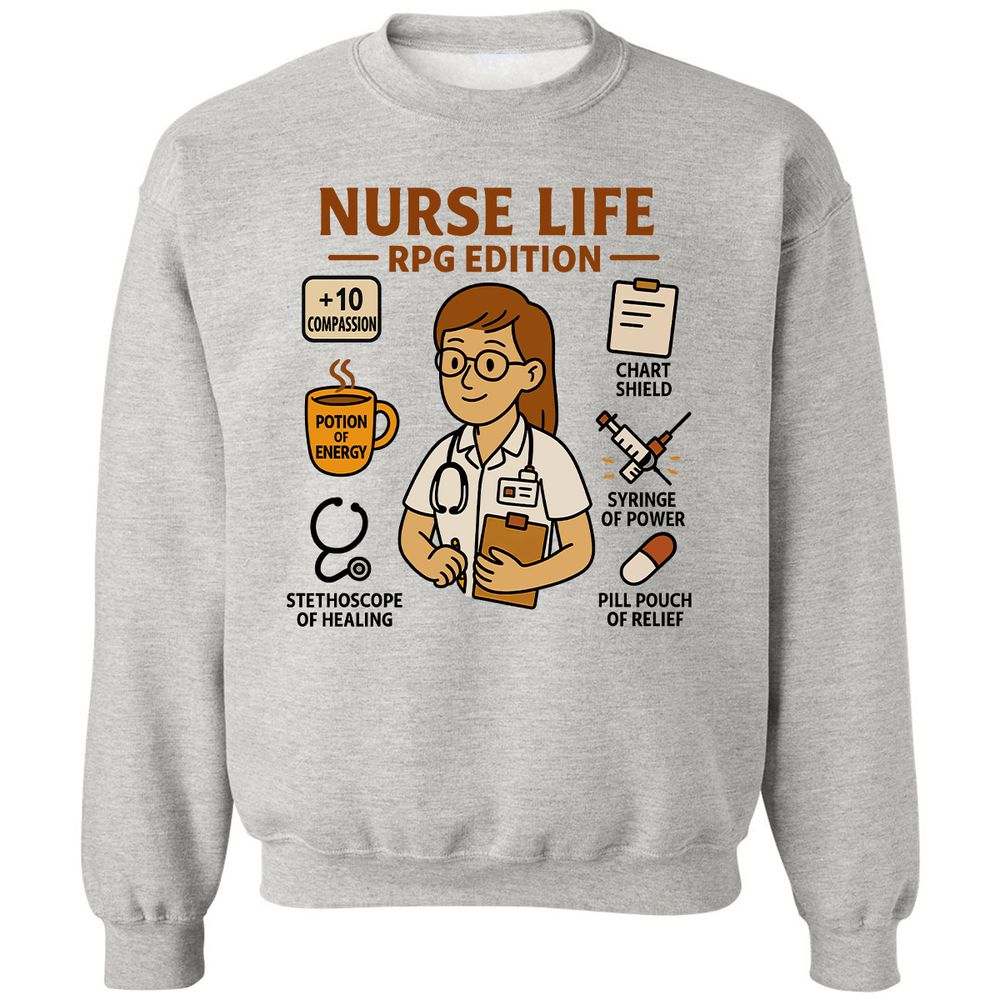 Nurse Life RPG Edition Classic Unisex Sweatshirt - Ash - 2