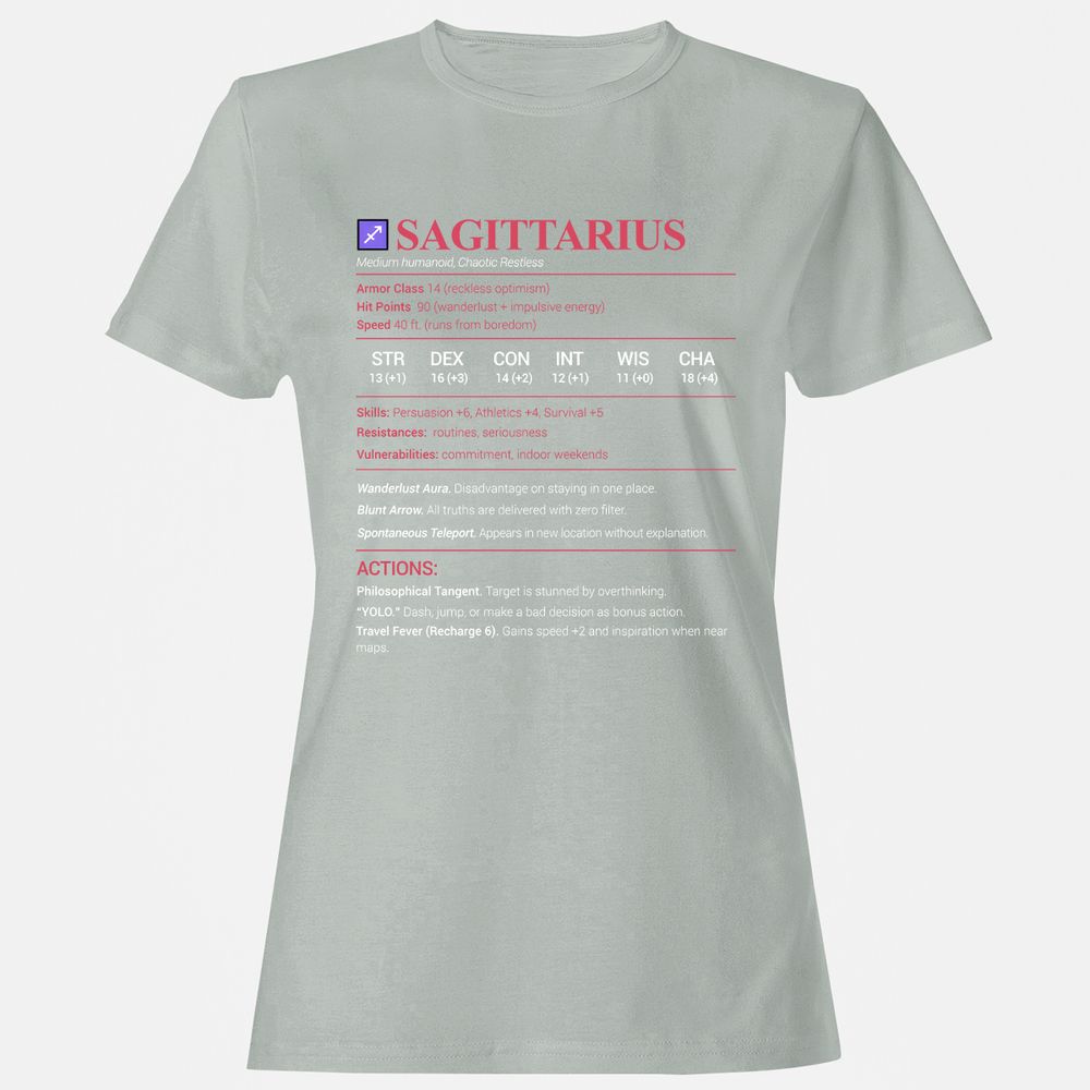 Sagittarius Stats Women's T-Shirt - Ash - 2