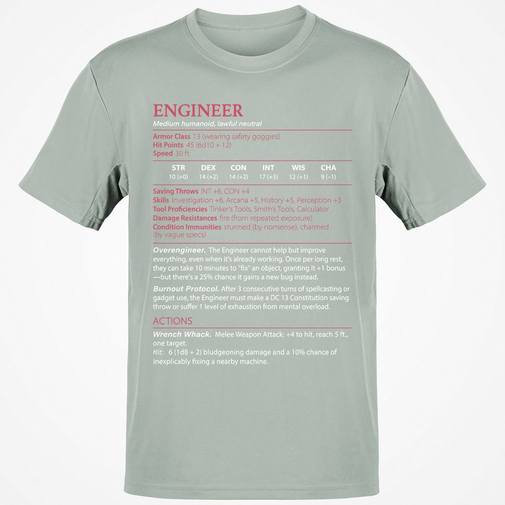 Engineer Stats Classic Unisex T-Shirt - Ash - 2